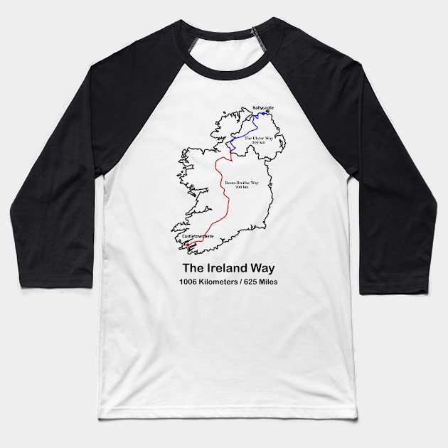 Ireland Way Route Map Baseball T-Shirt by numpdog